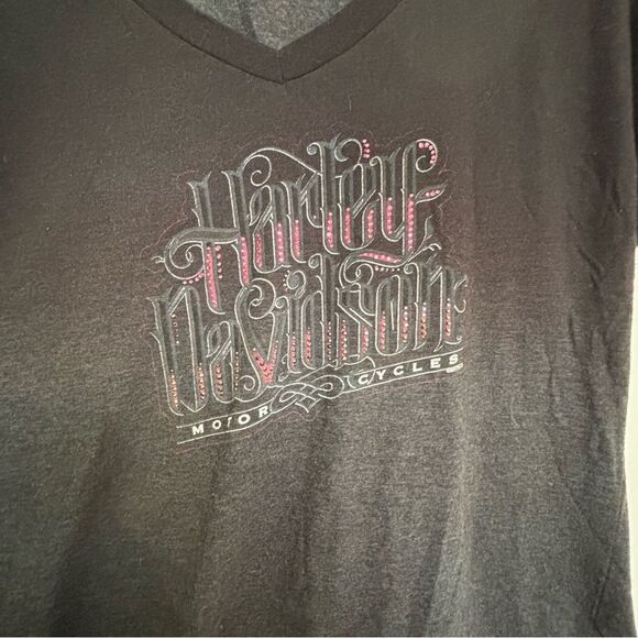 2 for 25 Women's Harley Davidson Tee Black Short Sleeve Sz L 100% Cotton - Picture 2 of 4